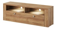 Meuble TV 140cm collection SANTIAGO. Couleur chêne. 1 Porte
