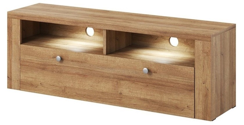 Meuble TV 140cm collection SANTIAGO. Couleur chêne. 1 Porte