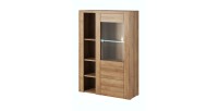 Buffet haut design 1 porte pour salon couleur chêne. collection SANTIAGO.