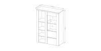 Buffet haut design 1 porte pour salon couleur chêne. collection SANTIAGO.