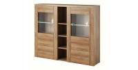 Vaisselier design 2 portes pour salon couleur chêne. collection SANTIAGO.