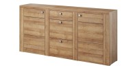 Ensemble de 5 meubles de salon collection SANTIAGO. Coloris chêne.