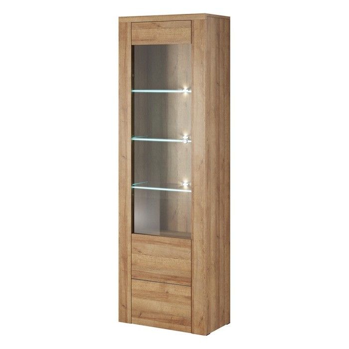 Ensemble de 5 meubles de salon collection SANTIAGO. Coloris chêne.