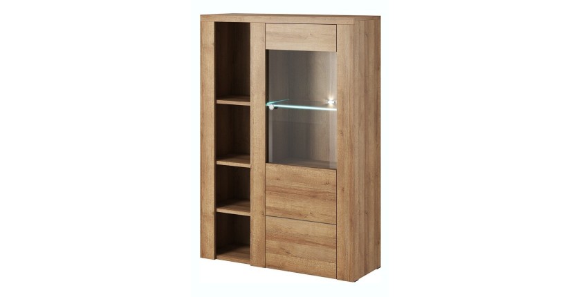 Ensemble de 5 meubles de salon collection SANTIAGO. Coloris chêne.
