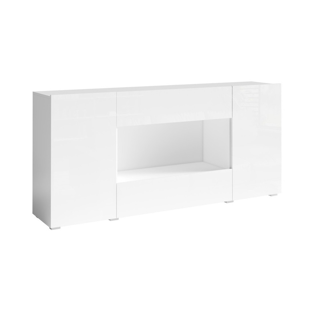 Buffet XL design 180cm pour salon couleur blanc brillant collection PAROS.