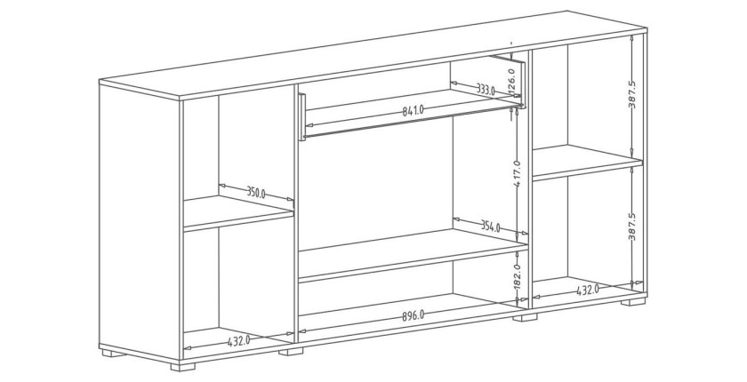 Buffet XL design 180cm pour salon couleur blanc brillant collection PAROS.