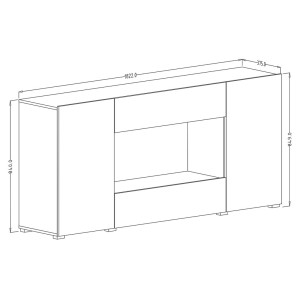 Buffet XL design 180cm pour salon couleur blanc brillant collection PAROS.