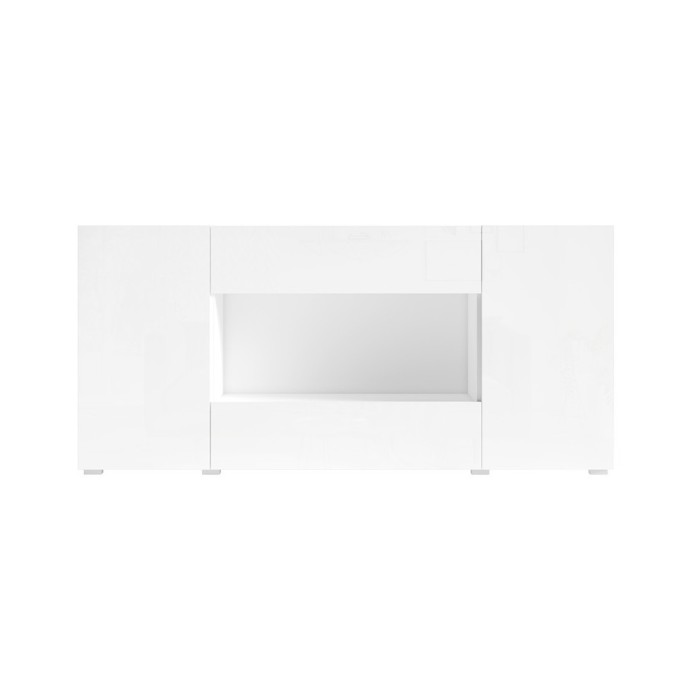 Buffet XL design 180cm pour salon couleur blanc brillant collection PAROS.