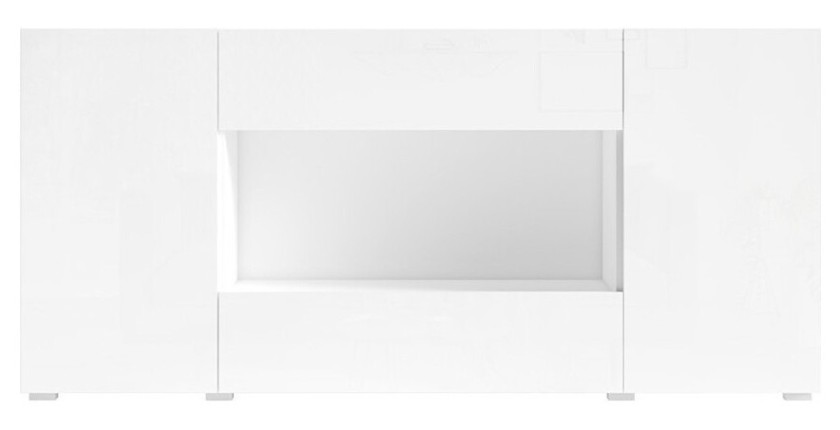 Buffet XL design 180cm pour salon couleur blanc brillant collection PAROS.