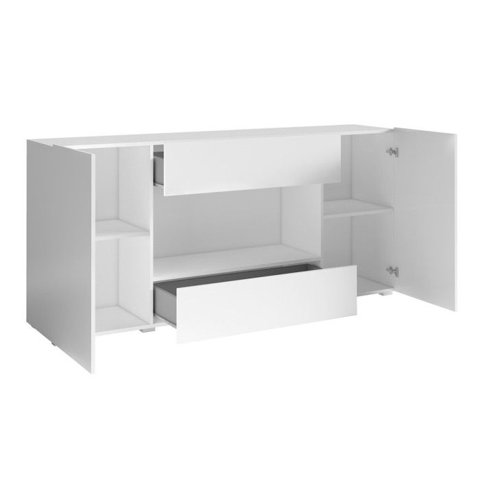 Buffet XL design 180cm pour salon couleur blanc brillant collection PAROS.