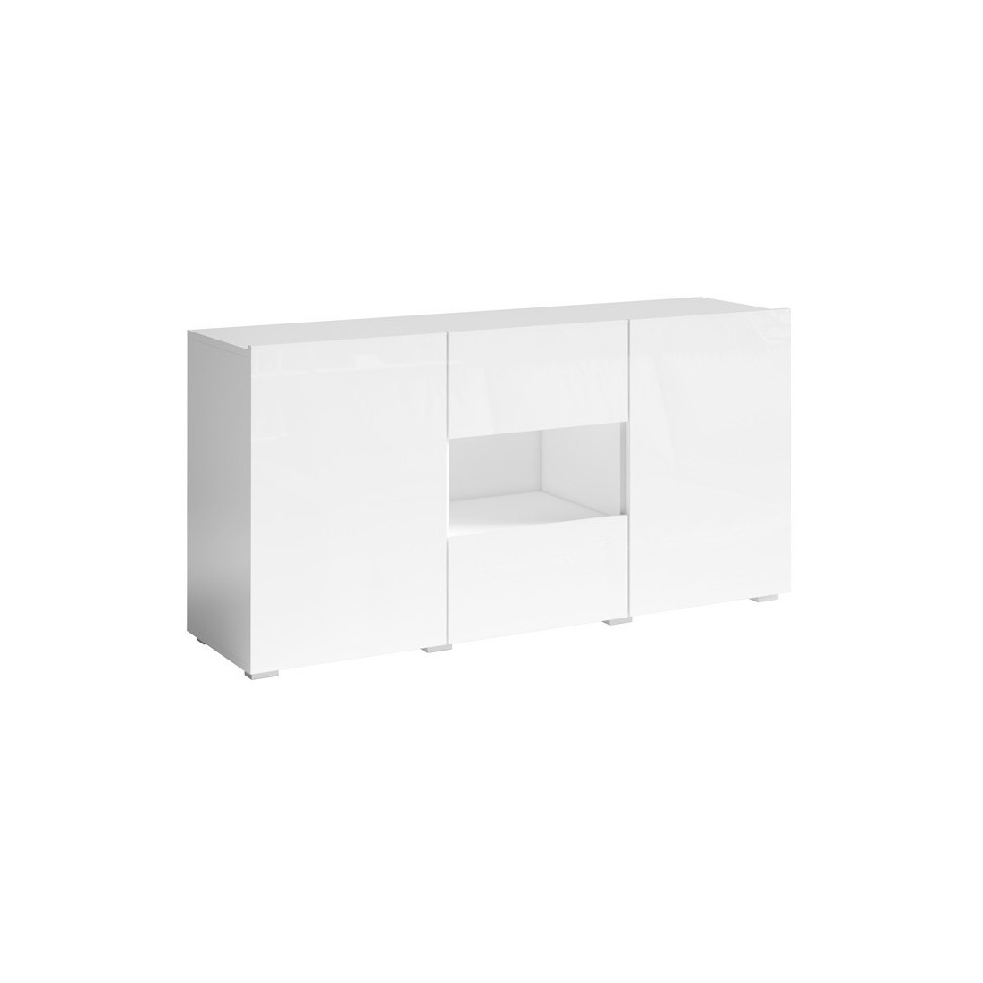Buffet design 140cm pour salon couleur blanc brillant collection PAROS.