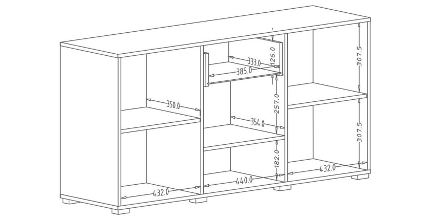 Buffet design 140cm pour salon couleur blanc brillant collection PAROS.
