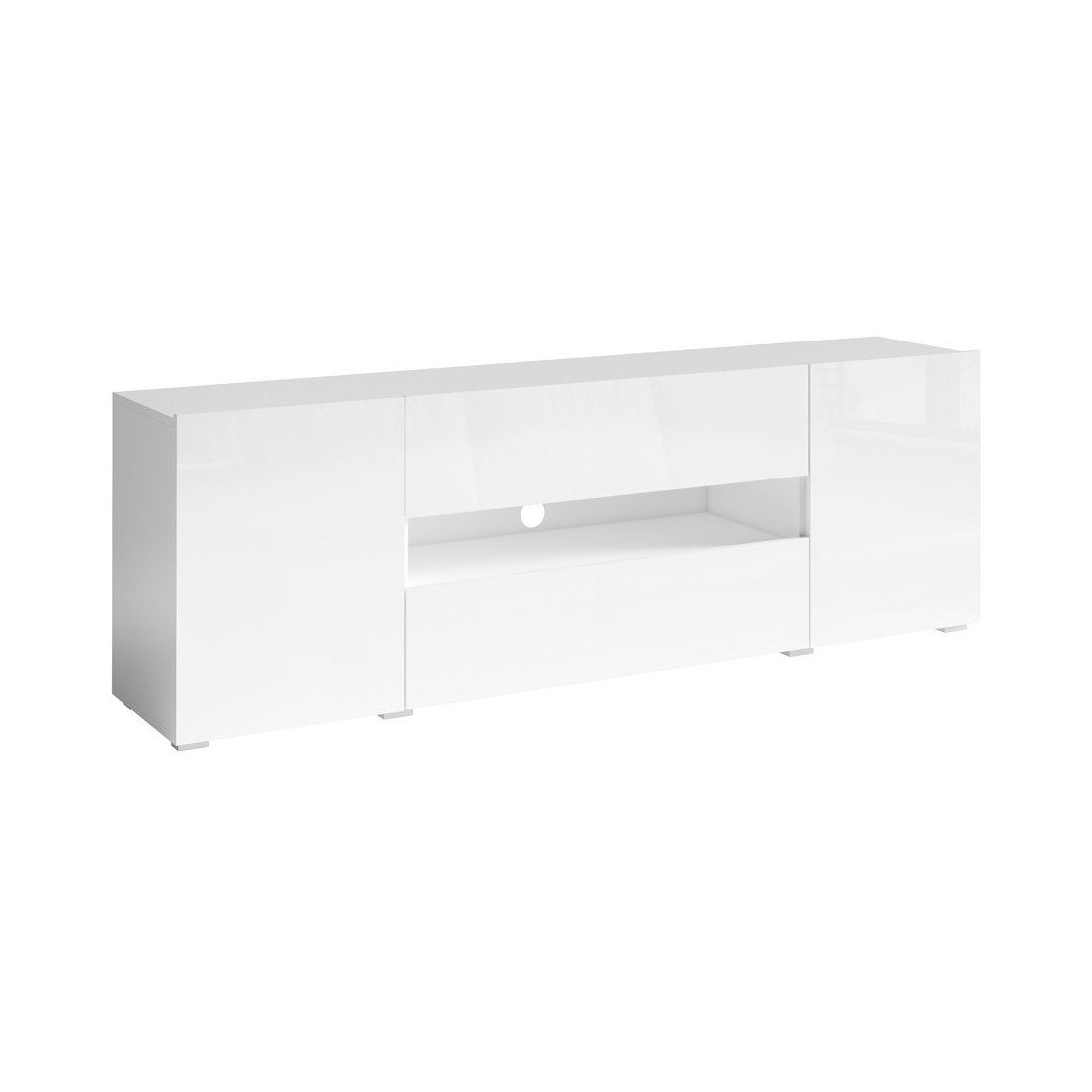 Meuble TV 180cm collection PAROS. Couleur blanc brillant.