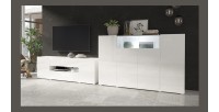 Meuble TV 180cm collection PAROS. Couleur blanc brillant.