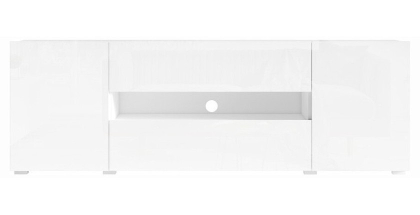 Meuble TV 180cm collection PAROS. Couleur blanc brillant.