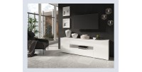 Meuble TV 180cm collection PAROS. Couleur blanc brillant.