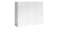 Buffet haut design 135cm avec 3 portes pour salon couleur blanc brillant collection PAROS.
