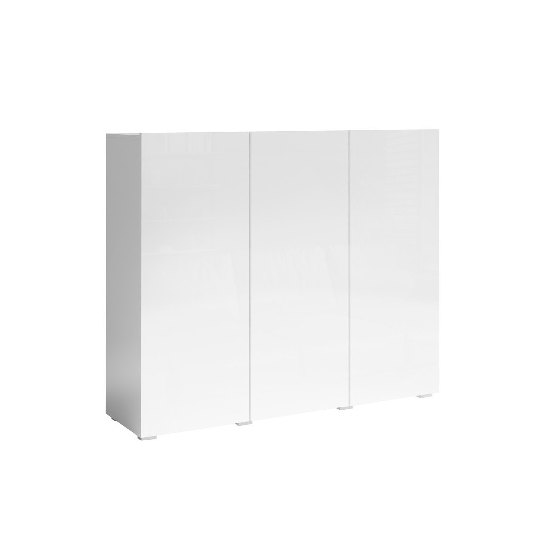 Buffet haut design 135cm avec 3 portes pour salon couleur blanc brillant collection PAROS.