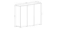 Buffet haut design 135cm avec 3 portes pour salon couleur blanc brillant collection PAROS.