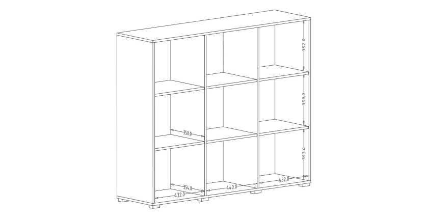 Buffet haut design 135cm avec 3 portes pour salon couleur blanc brillant collection PAROS.