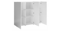 Buffet haut design 135cm avec 3 portes pour salon couleur blanc brillant collection PAROS.
