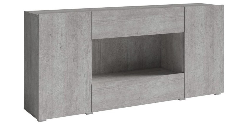 Buffet XL design 180cm pour salon couleur gris aspect béton collection PAROS.