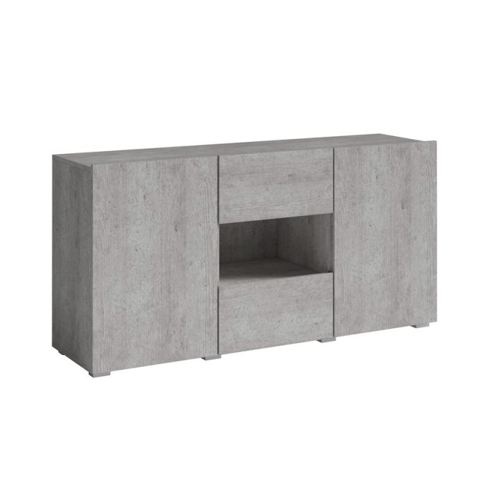 Buffet design 140cm pour salon couleur gris effet béton collection PAROS.
