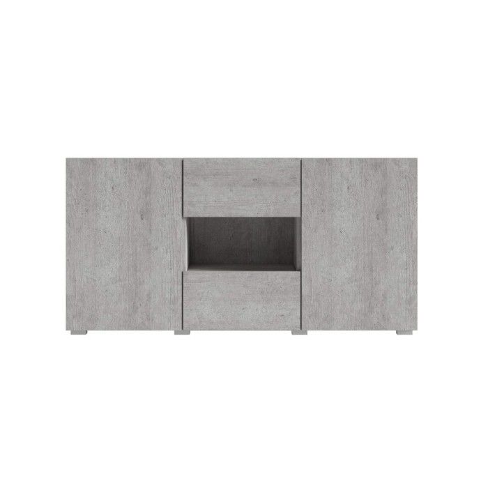 Buffet design 140cm pour salon couleur gris effet béton collection PAROS.
