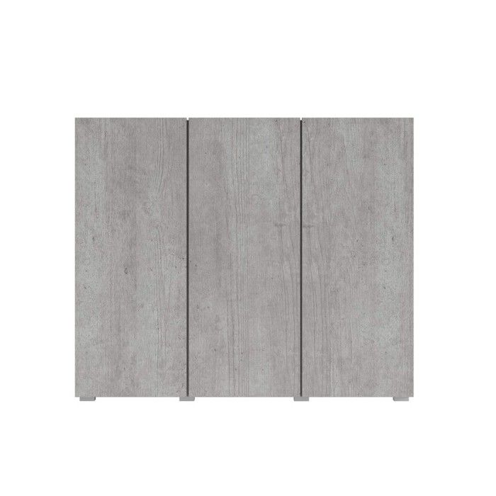 Buffet haut design 135cm avec 3 portes pour salon couleur gris aspect béton collection PAROS.