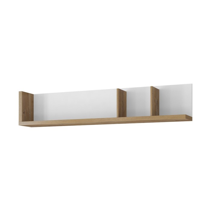 Étagère murale 150cm coloris chêne et blanc. Collection MENDOZA.