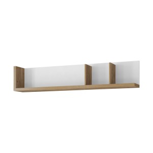 Étagère murale 150cm coloris chêne et blanc. Collection MENDOZA.