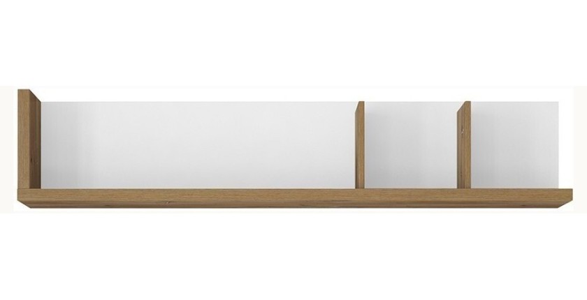 Étagère murale 150cm coloris chêne et blanc. Collection MENDOZA.