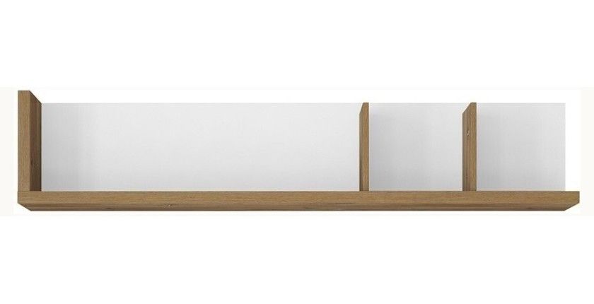 Étagère murale 150cm coloris chêne et blanc. Collection MENDOZA.