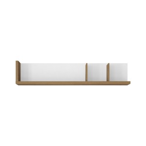 Étagère murale 150cm coloris chêne et blanc. Collection MENDOZA.
