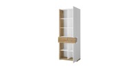 Vitrine haute design avec éclairage LED collection MENDOZA. Coloris chêne et blanc brillant.
