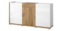 Buffet design 150cm pour salon couleur blanc et chêne collection MENDOZA.