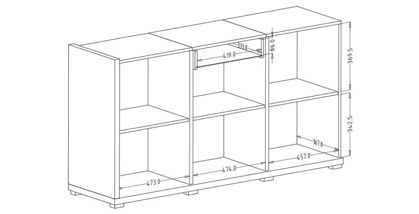 Buffet design 150cm pour salon couleur blanc et chêne collection MENDOZA.