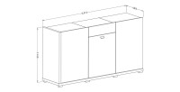 Buffet design 150cm pour salon couleur blanc et chêne collection MENDOZA.
