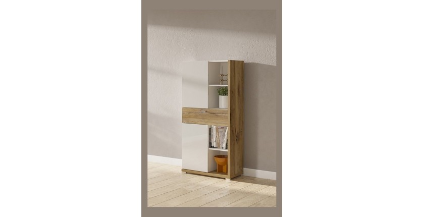 Bahut pour salon ou salle à manger couleur blanc et chêne collection MENDOZA.