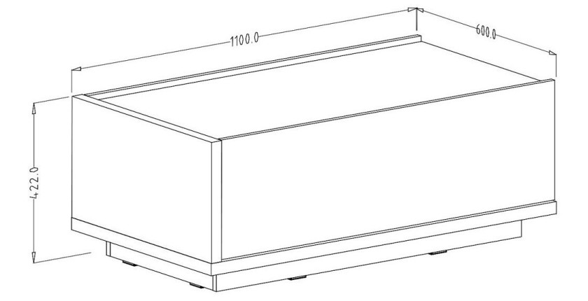 Table basse design avec une porte abattante collection MENDOZA. Couleur chêne et blanc.