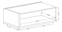 Table basse design avec une porte abattante collection MENDOZA. Couleur chêne et blanc.