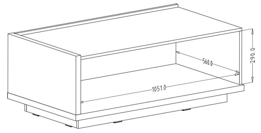 Table basse design avec une porte abattante collection MENDOZA. Couleur chêne et blanc.