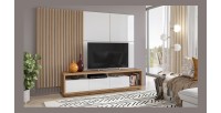 Lamelles murale XL aspect chêne sur support fond blanc collection CLARA
