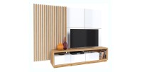 Lamelles murale XL aspect chêne sur support fond blanc collection CLARA