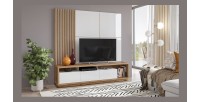 Panneaux muraux décoratifs blanc brillant sur support fond chêne. collection CLARA