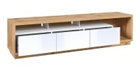 Meuble TV XL 200cm collection CLARA. Couleur chêne et blanc brillant.