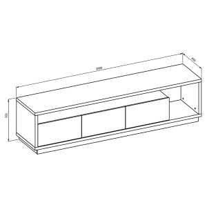 Meuble TV XL 200cm collection CLARA. Couleur chêne et blanc brillant.