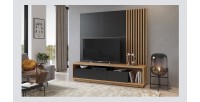 Lamelles murales verticales aspect chêne sur support fond noir mat collection CLARA