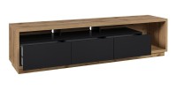 Meuble TV XL 200cm collection CLARA. Couleur chêne et noir mat.