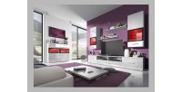 Composition de 5 meubles design pour salon couleur blanc et noir collection CONNOR